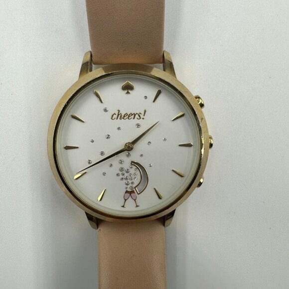 Kate Spade Cheers Hybrid Smart Watch Gold Tone Beige Leather Band New Battery main image 11